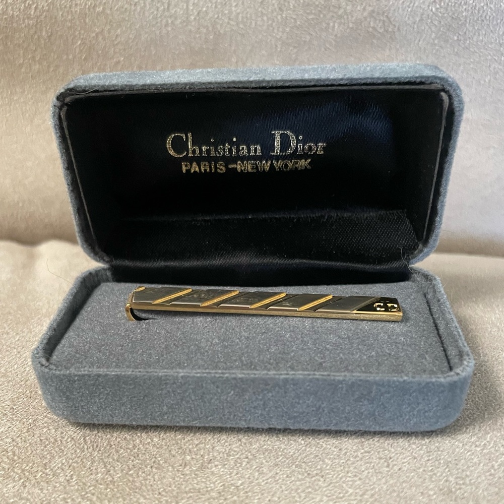 CHRISTIAN DIOR *RARE* 1990’s Vintage Two Toned Tie Clip / Scarf Clip